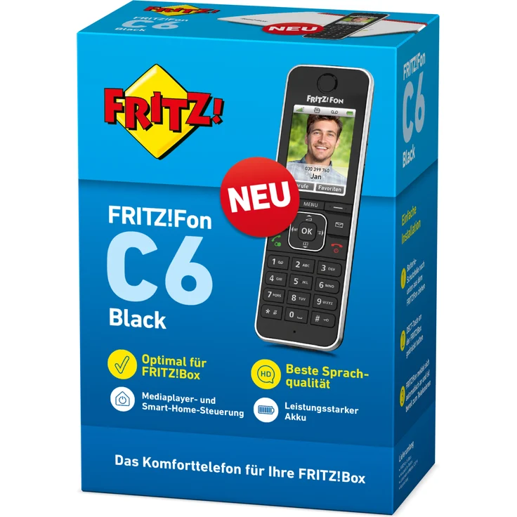 AVM FRITZ!Fon C6 Black, DECT-Komforttelefon (hochwertiges Farbdisplay, HD-Telefonie, Internet-/Komfortdienste, Steuerung FRITZ!Box-Funktionen), VoIP-Telefon, schwarz – Bild 4