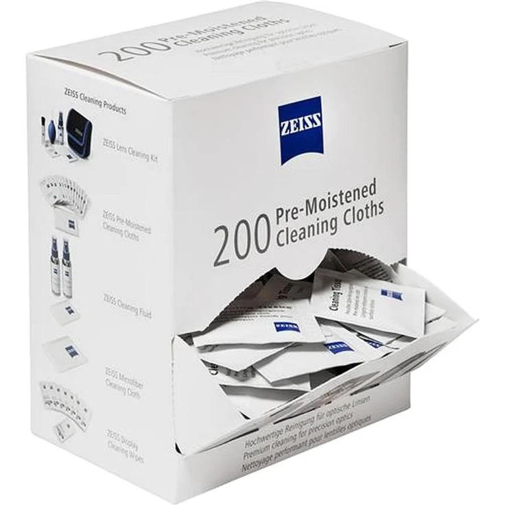 ZEISS 200 feuchte Optik-Reinigungstücher im Display