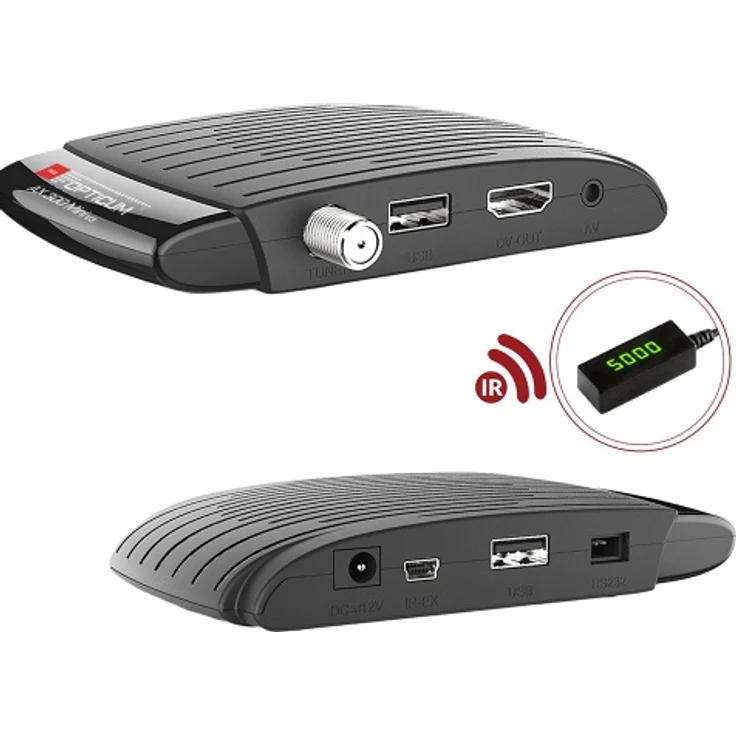 Opticum Red AX 300 Mini V3, digitaler HD Satellitenreceiver / externer IR Sensor mit Display / 1080p Full HD / USB / HDMI / 12V Netzteil ideal für den Campingurlaub – Bild 4