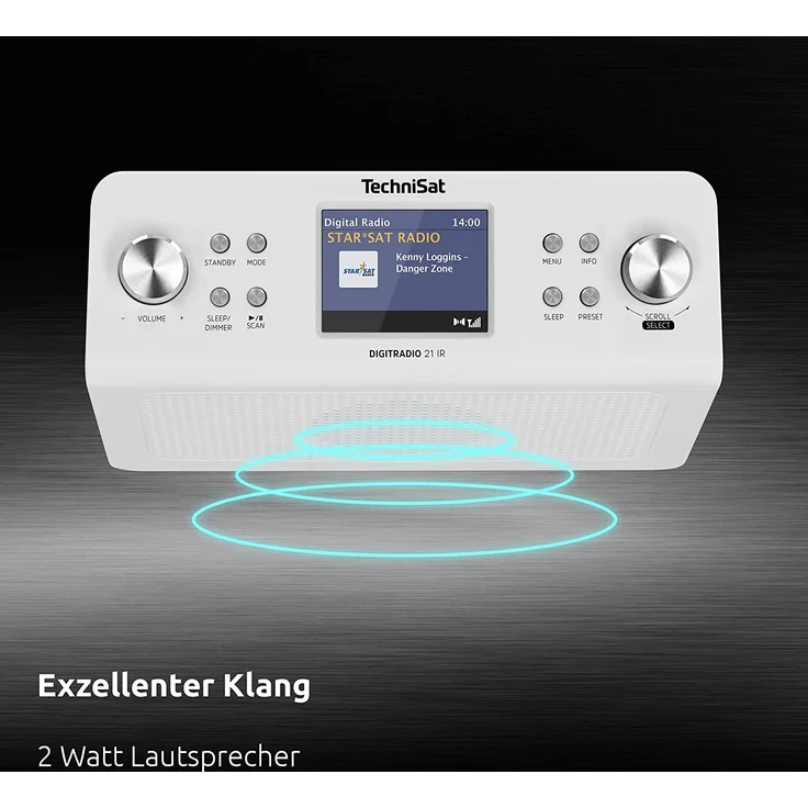TechniSat DIGITRADIO 21 IR - Unterbaufähiges DAB+/UKW/Internet-Küchenradio mit Bluetooth, 2 W Mono-Lautsprecher, 2,8'' Farbdisplay, Uhr mit Wecker, Farbe: weiß – Bild 5