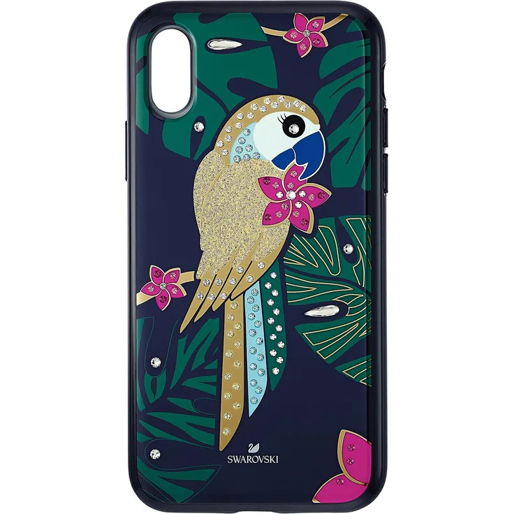 Swarovski Tropical Parrot Smartphone Schutzhülle mit Stoßschutz, iPhone X/XS, mehrfarbig dunkel