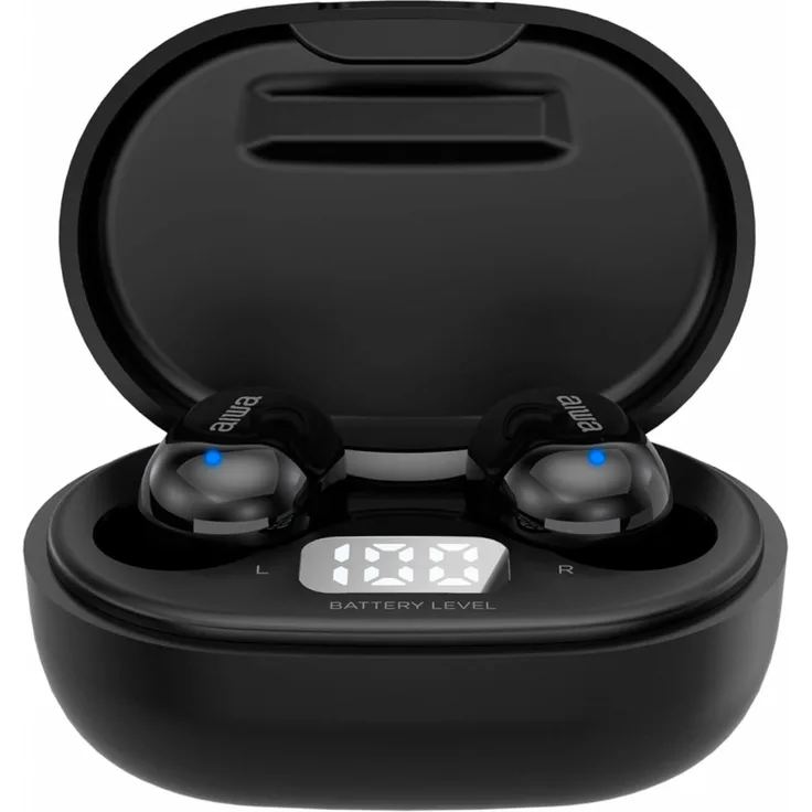Aiwa EBTW-150BK True Wireless In-Ear-Kopfhörer mit Mikrofon, Bluetooth 5.0, Voice Assistant, schwarz 