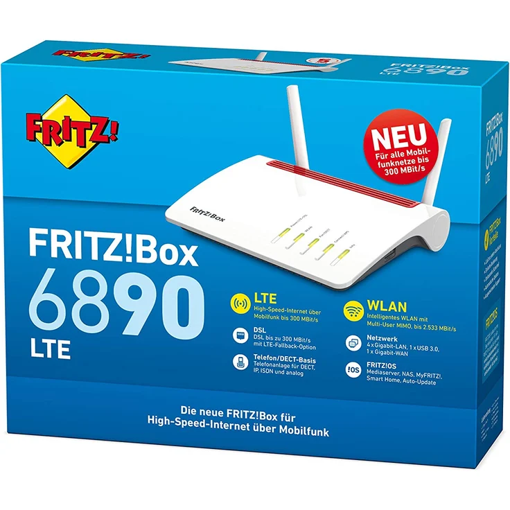 AVM FRITZ!Box 6890 LTE- oder DSL-Modem (bis 300 MBit-s, WLAN AC+N bis 1.733 (5 GHz) und 800 (2,4 GHz) MBit-s, 4 x Gigabit-LAN, geeignet für Österreich-Schweiz) – Bild 3