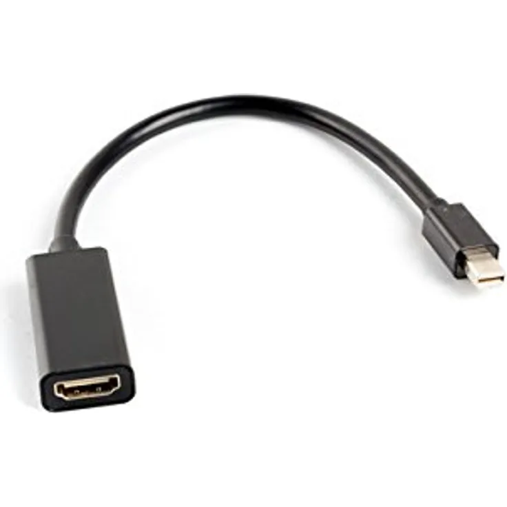 lanberg AD-0005-BK Mini Displayport 1.2 (Mini Dp) Stecker auf HDMI-A (1.3B) Buchse Adapter mit Kabel, 20 cm schwarz