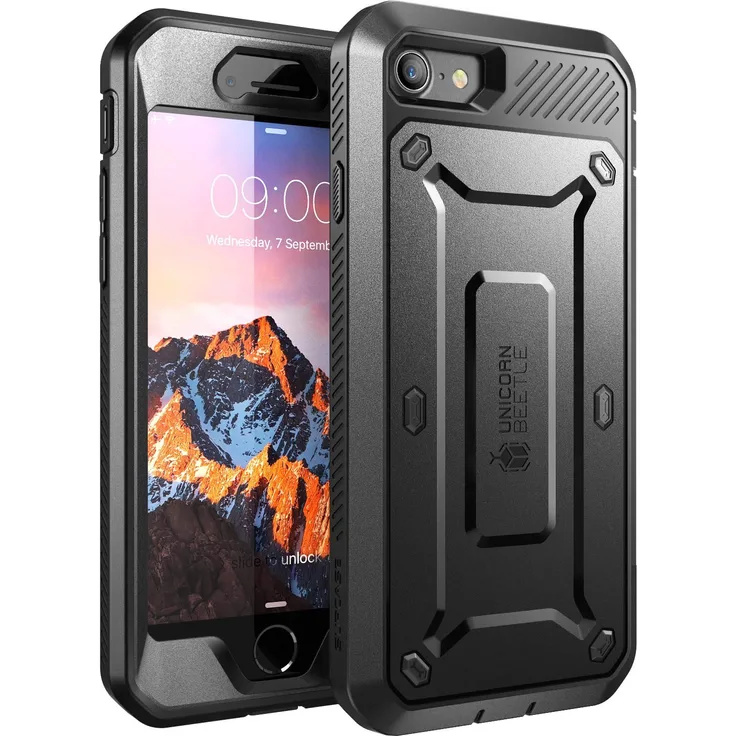 SUPCASE Hülle für iPhone 7 Handyhülle iPhone 8 Schutzhülle 360 Grad Case Stoßfest Cover [Unicorn Beetle PRO] mit integriertem Displayschutz für iPhone 7 /iPhone 8 (Schwarz)