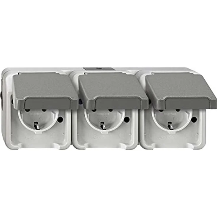 Merten Schuko-Dreifachsteckdose, 1 Stück, lichtgrau, MEG2391-8029