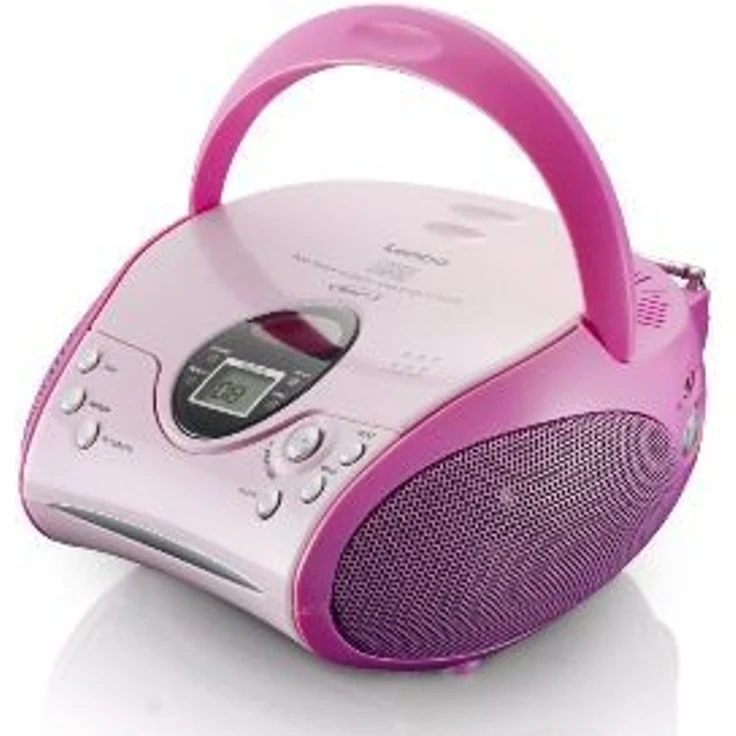 Lenco Radio CD-Player SCD-24 tragbares Stereo UKW-Radio mit CD-Player und Teleskopantenne in rosa – Bild 1