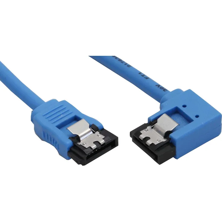 InLine - Serial ATA, 7-polig - Serial ATA, 7-polig - 50cm - abgewinkelt rechts - Blau - mit Lasche (27705R)