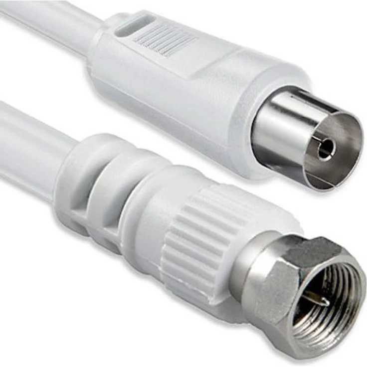 1aTTack Koaxial/SAT Anschluss-Kabel (F-Stecker auf Koaxialkupplung, 2,5m) weiß – Bild 1