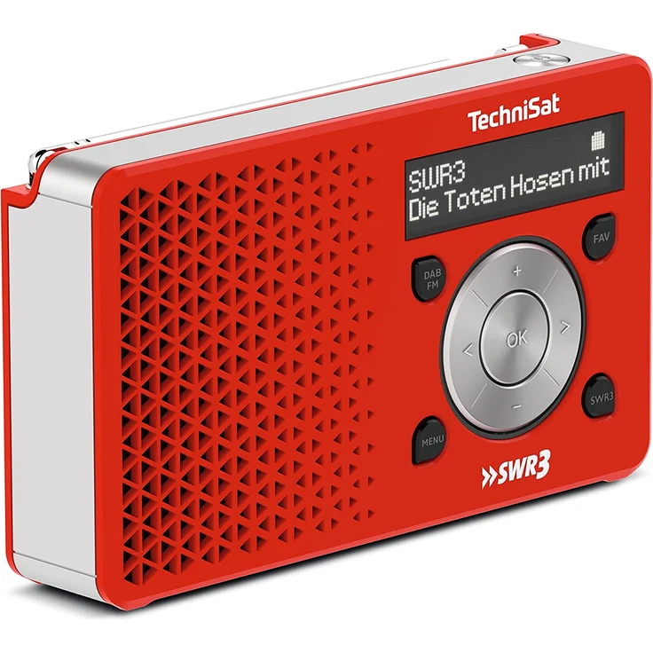 TechniSat Digitradio 1 SWR3-Edition Mini Tragbares Radio, OLED-Display, rot, silber – Bild 4