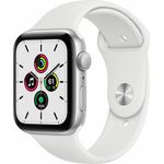 Apple Watch SE 2020 (1. Generation) Smartwatch GPS, 44mm, Aluminiumgehäuse Silber, Sportarmband Weiß
