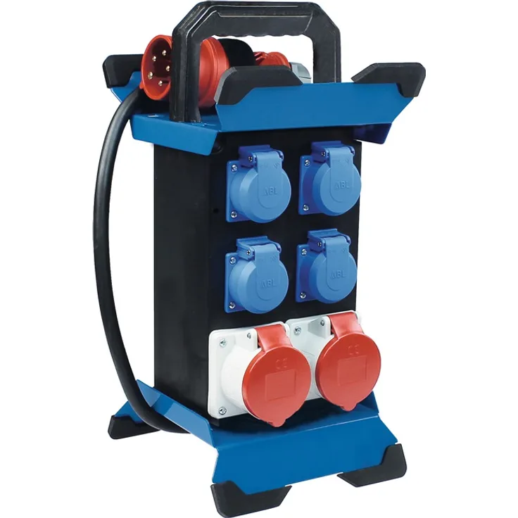 as - Schwabe Tragbarer Stromverteiler STECKY 11 Stecker + 4 Schuko-Dosen + 2 E-Buchsen – Mobiler Stromverteilerkasten – Verteilerdose für Innen- & Außenbereich – IP44 – Made in Germany I 60960