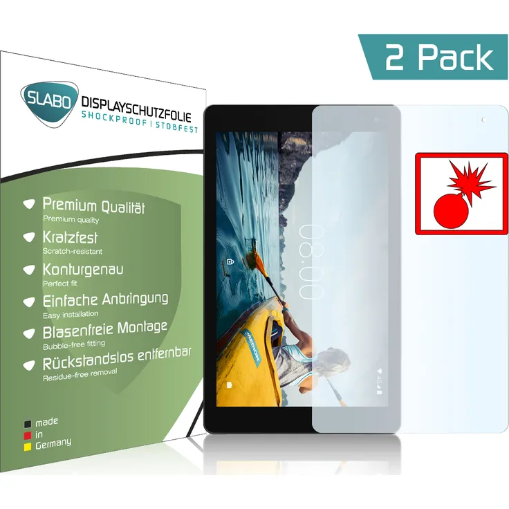 Slabo 2x Panzerschutzfolie für Medion Lifetab P10612 (MD61224) KLAR ''Shockproof'' Displayfolie Schutzfolie Folie