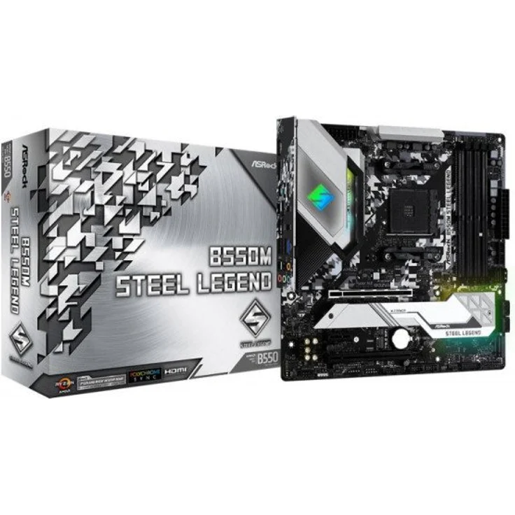 Asrock B550M Steel Legend - micro ATX, AMD B550, Sockel AM4, Dual-channel DDR4 (90-MXBCU0-A0UAYZ) – Bild 1