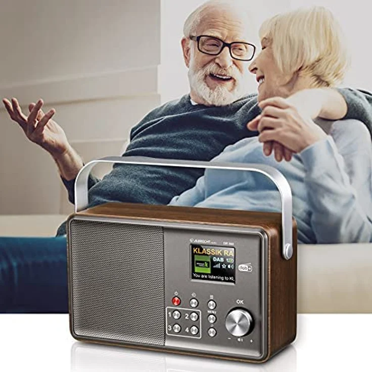 DR 860 Senioren Digitalradio, DAB+, UKW, TFT-Farbdisplay, Retrostil, Holz, braun, silber – Bild 3