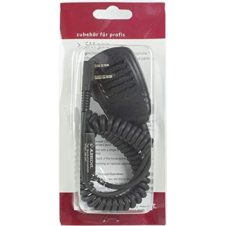 Albrecht SM 500 Lautsprecher Mikrofon, L-Stecker mit rotierendem Clip und Spiralkabel , Wassergeschützt IP 54 für Funkgeräte mit Duobuchse : 2,5-3,5 mm