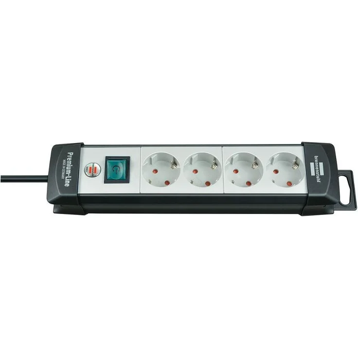 Brennenstuhl Premium-Line, Steckdosenleiste 4-fach (Steckerleiste mit Schalter und 1,8m Kabel - 45° Anordnung der Steckdosen, Made in Germany) schwarz-grau – Bild 1