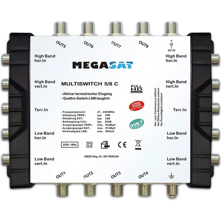 Megasat Multischalter 5/8 C Kaskade Multiswitch DiSEqC Verteiler erweiterbar...