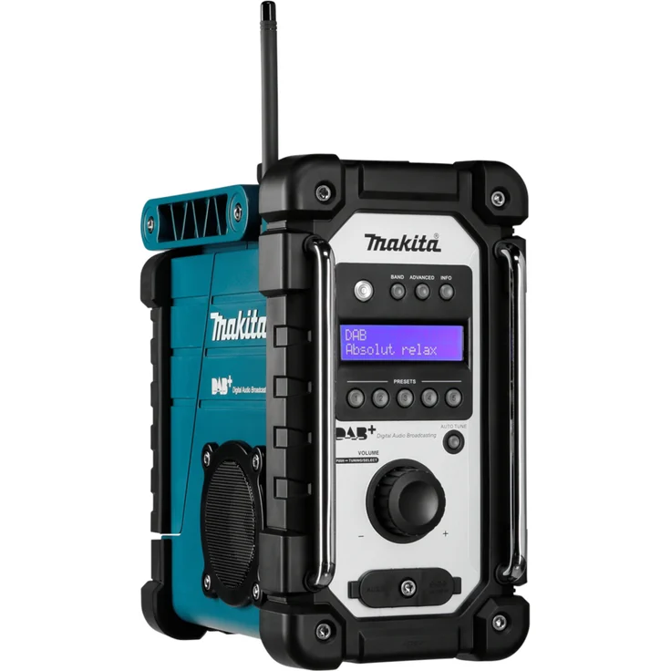 Makita DMR110 ohne Akku und Ladegerät, mit Netzteil Baustellenradio, geeignet für Outdoor, spritzwassergeschützt, türkis – Bild 8