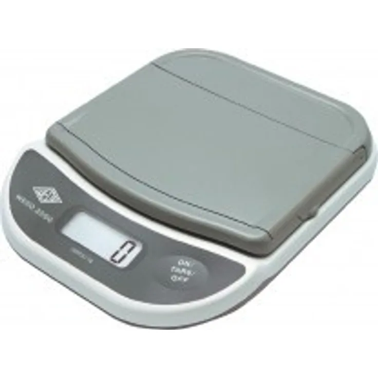 Wedo 502000 Elektronische Brief- und Päckchenwaage (mit Klappteller 2000g-1g) weiss-grau