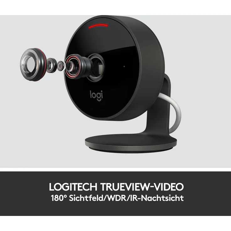 Logitech Circle View Camera, wetterfeste kabelgebundene Überwachungskamera für zu Hause, 180° Weitwinkel, 1080p HD, Nachtsicht, 2-Wege-Audio, Verschlüsselung und Apple HomeKit Secure Video, Schwarz (961-000490) – Bild 4