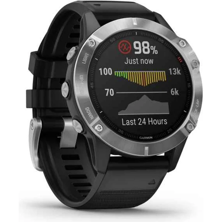 Garmin fēnix 6 Smartwatch GPS, Unisex, 47mm, Kunststoffgehäuse, Silber/Schwarz – Bild 1