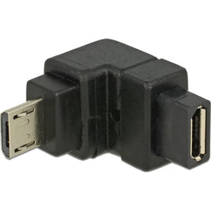 DeLock Adapter USB 2.0 Micro-B Stecker > USB 2.0 Micro-B Buchse gewinkelt unten