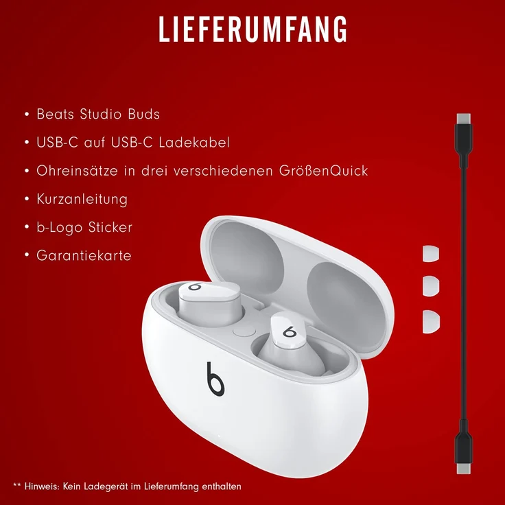 Beats By Dre Studio Buds In-Ear-Kopfhörer, True-Wireless, IPX4, weiß – Bild 9