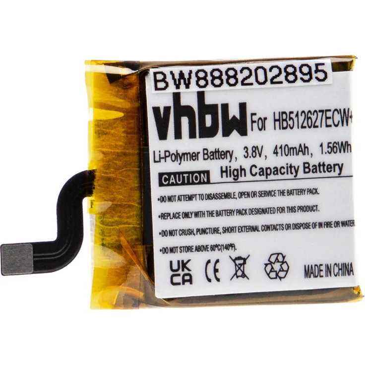 VHBW Akku kompatibel mit Huawei Watch 2 4G, Pro 4G Smartwatch Uhr Fitnessarmband (410mAh, 3,8V, Li-Polymer)
