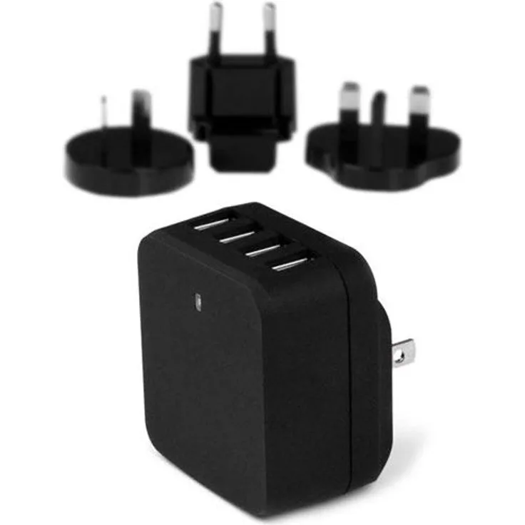 StarTech.com 4 Port USB Ladegerät, Reiselader, 34W-6.8A, Universal Wandladegerät mit Smart IC Technologie, Schwarz
