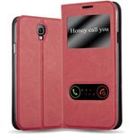 cadorabo Hülle für Samsung Galaxy NOTE 3 NEO in SAFRAN ROT Handyhülle mit Magnetverschluss, Standfunktion und 2 Sichtfenstern Case Cover Schutzhülle Etui Tasche Book Klapp Style