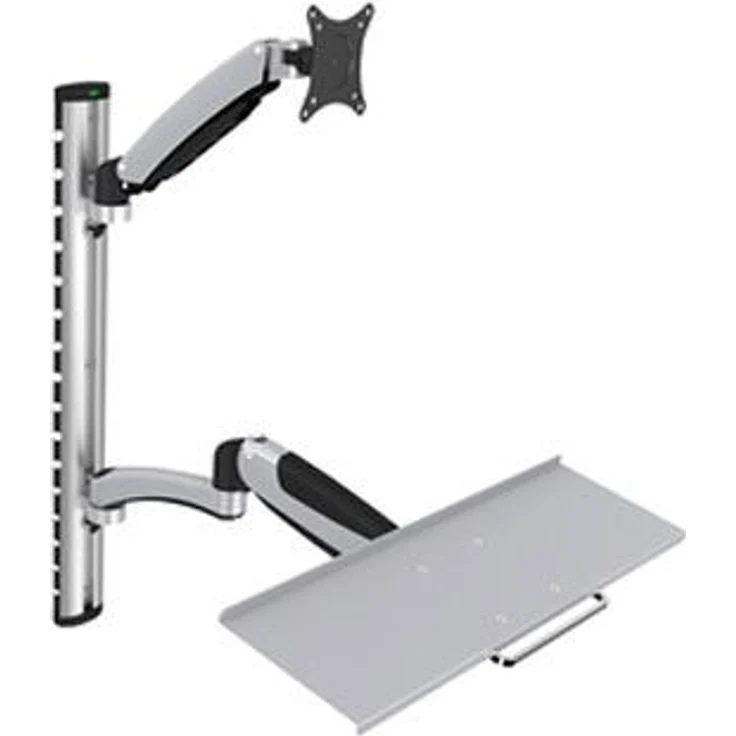 DIGITUS Monitor-Halterung & Tastaturablage - Wandmontage- 1 Monitor - Bis 2x 6 kg - VESA 75x75, 100x100 - Silber – Bild 1