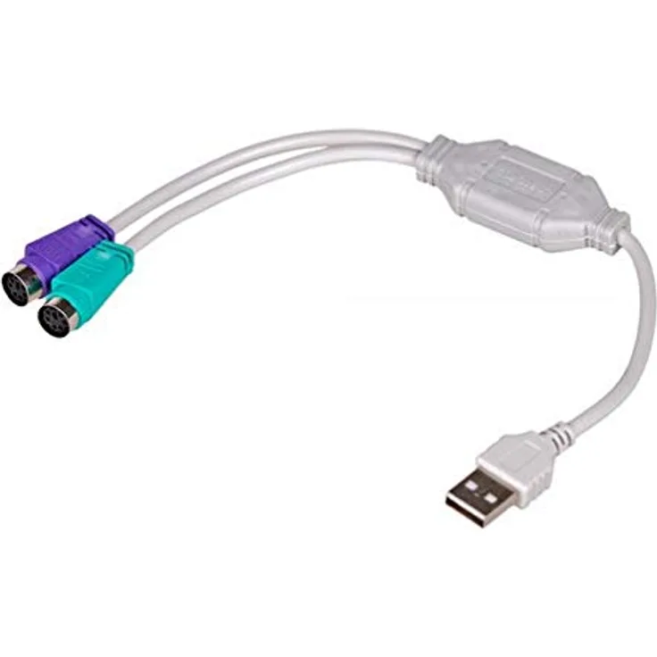 AKYGA AK-AD-15 USB A Stecker auf 2X PS-2 Buchse Y Maus Adapter mit Kabel 25cm