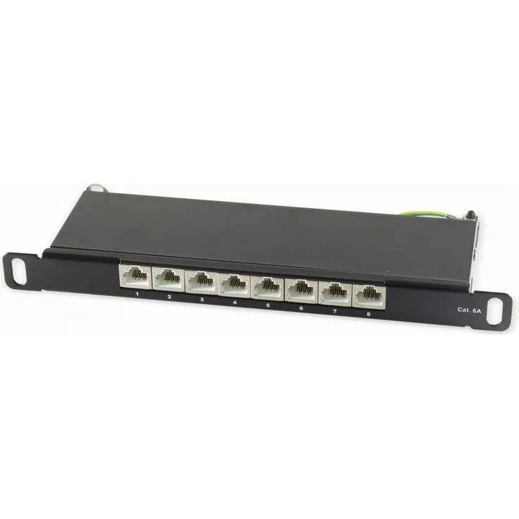 Slim-Patchpanel, CAT.6, 8-Port, 0,5HE, 10'