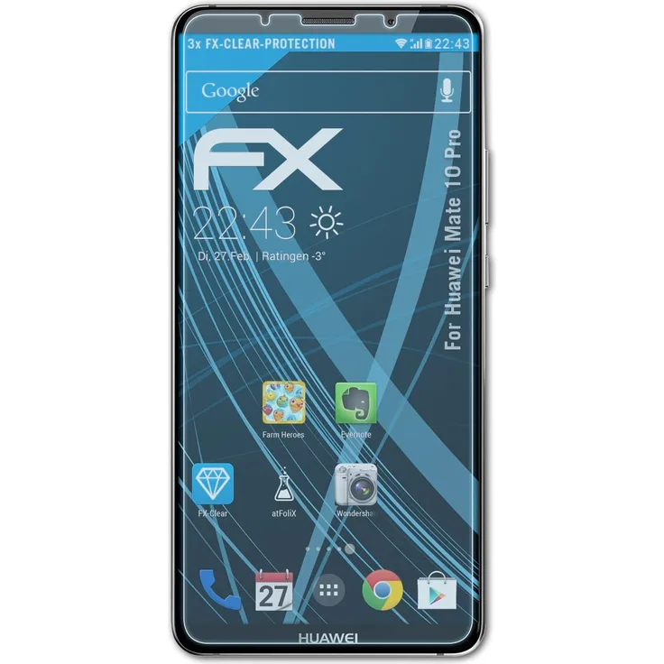 atFolix Displayschutzfolie für Huawei Mate 10 Pro Schutzfolie - 3 x FX-Clear kristallklare Folie