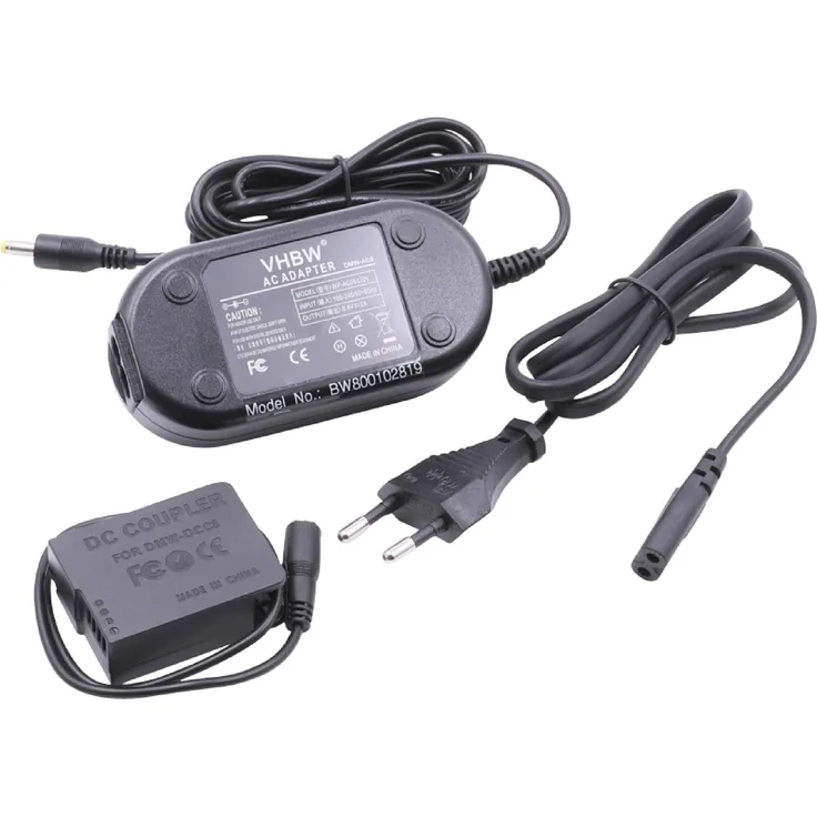 vhbw Kamera-Netzteil Ladegerät passend für Panasonic Lumix DMC-G7, DMC-G70 ersetzt DMW-AC8, DMW-AC8EG, DMW-DCC8, DMW-DCC8E, DMW-DCC8GU.