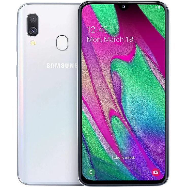 Samsung Galaxy A40 Smartphone 14,92cm (5,9 Zoll) Super AMOLED-Display, 64GB interner Speicher, 4GB RAM, Dual-SIM, Android, White – Bild 1