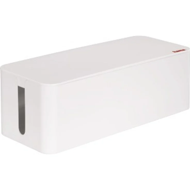 Hama Kabelbox Maxi“ mit Deckel & Gummifüßen (Organizer zur Vermeidung von Kabelsalat, Aufbewahrungsbox zum Verstecken von Steckdosenleisten, Adaptern & Kabeln, Schutz von Kindern & Tieren) weiß – Bild 1