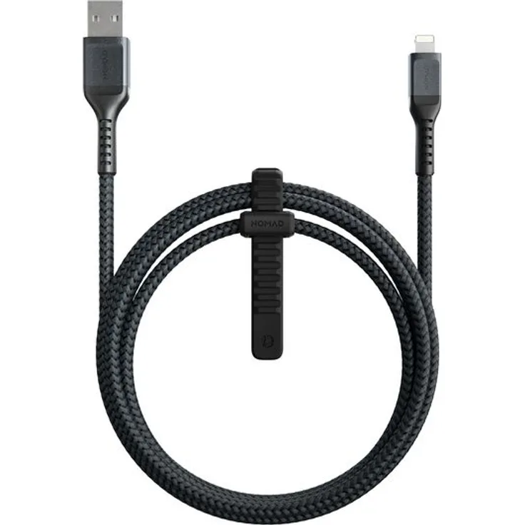 Nomad Rugged Kabel, für iPhone/iPad, 1,5 m, gefl. Ummantelung, schwarz