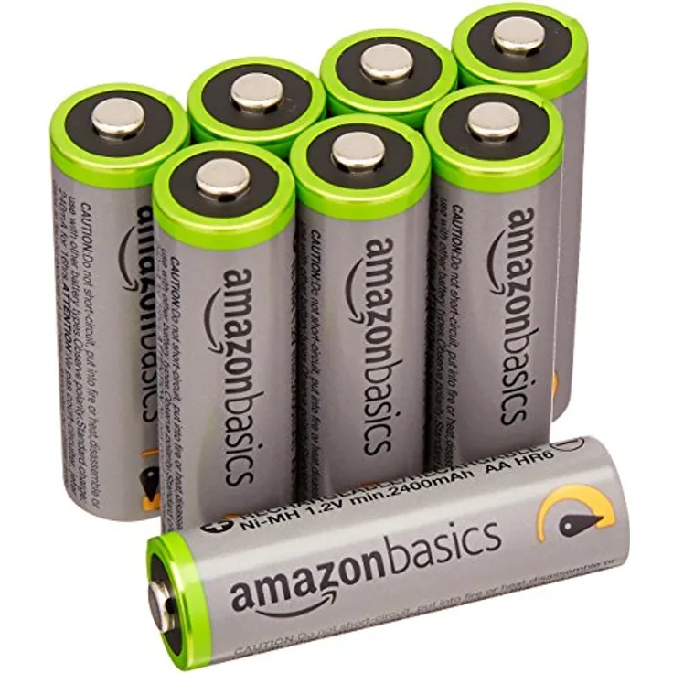 AmazonBasics AA-Batterien mit hoher Kapazität, wiederaufladbar, vorgeladen, 8 Stück (Aussehen kann variieren)
