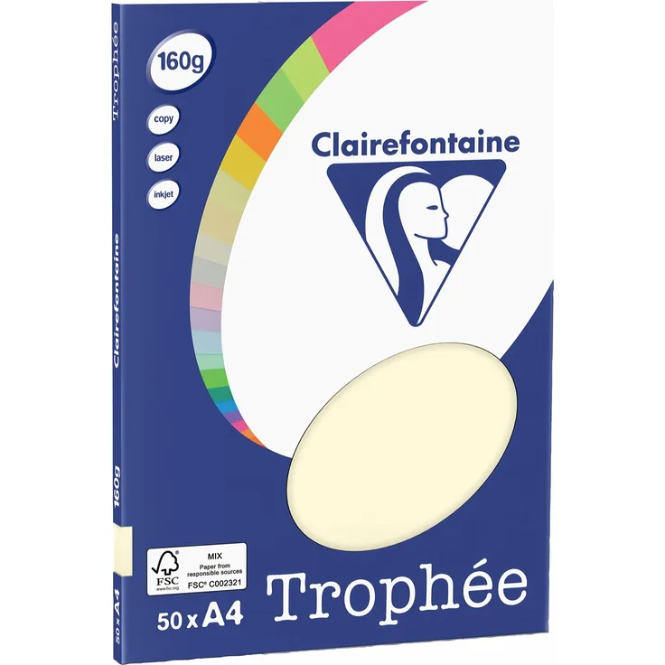 Clairefontaine PPP-Papiere-4154c DIN A4 elfenbein 160 g-qm Inh.50