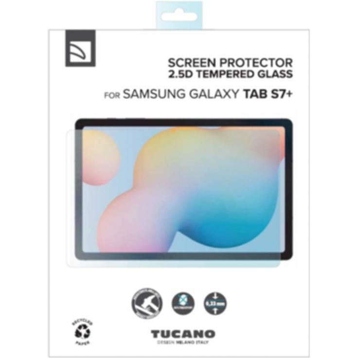 Tucano Schutzfolie aus gehärtetem Glas für Samsung Tab S7 Plus 12,9, klar