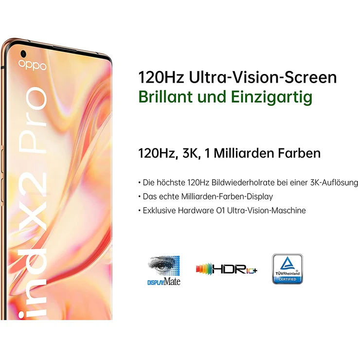 OPPO Find X2 Pro 5G Smartphone 17,02 cm (6,7 Zoll) OLED-Display, 512GB interner Speicher, 12GB RAM, ColorOS 7.1, Orange – Bild 3