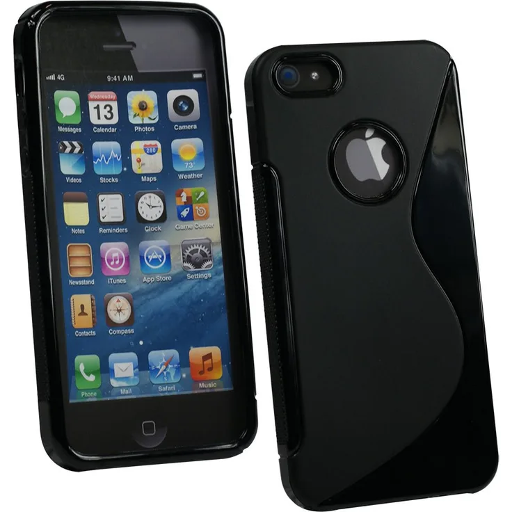 Fontastic Softcover Wave schwarz kompatibel mit Apple iPhone 5/5S/SE (LTAPIPHONE5SK06)