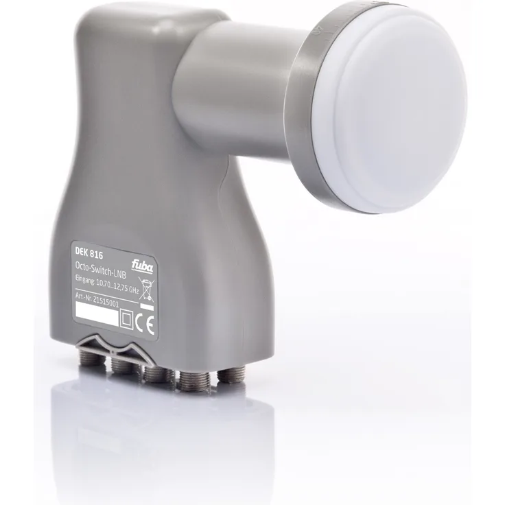 Fuba DEK 816 Octo-Switch LNB HDTV, 3D, 4K, Ultra-HD, Wetterschutz für 8 Teilnehmer grau