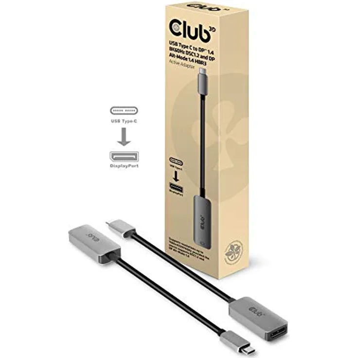 Club 3D CAC-1567 - USB-/DisplayPort-Kabel - USB-C (M) bis DisplayPort (W) - DisplayPort 1,4 - 22cm - aktiv, 8K Unterstützung (CAC-1567)