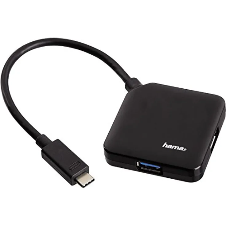 Hama 4-Port USB-Type-C-Hub (bis 5 Gbit-s, integriertes USB-Kabel) schwarz