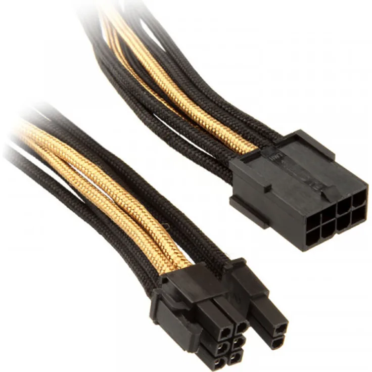 SilverStone SST-PP07-PCIBG - Netzteil-Verlängerungskabel 25cm 8pin auf PCI-E 6+2pin, schwarz, gold - Preisvergleich