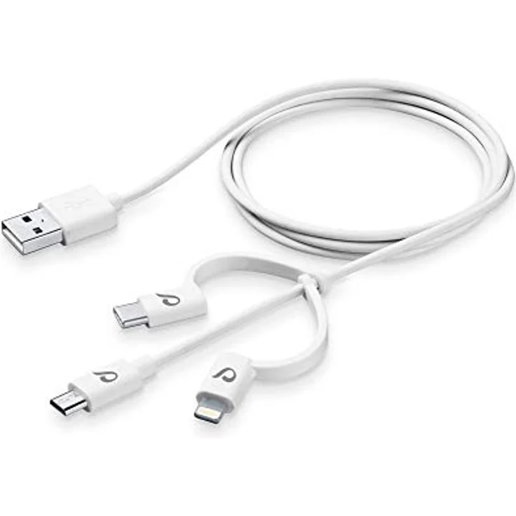 USB Cable Triple, Micro-USB-Kabel mit Typ-C- und Lightning- Adapter (Weiß)