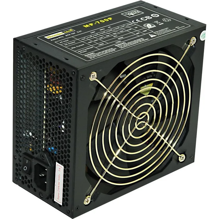 Rhombutech 700 Watt PC-Netzteil ATX - Gaming - Saving Power - Effizient bis zu 84% - Aktiv PFC - 140mm kugelgelagerter Lüfter (MP-700)